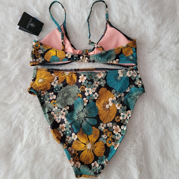 🐠VOLCOM GIRLS NOTHING BUD LOVE BIKINI SET - JADE SIZE 16 - Picture 4 of 4